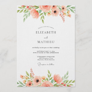 Convites Casamento Capricho Floral Coral