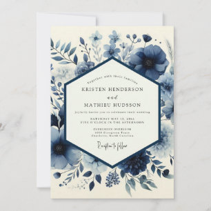 Convites Casamento Capricho Floral Índigo