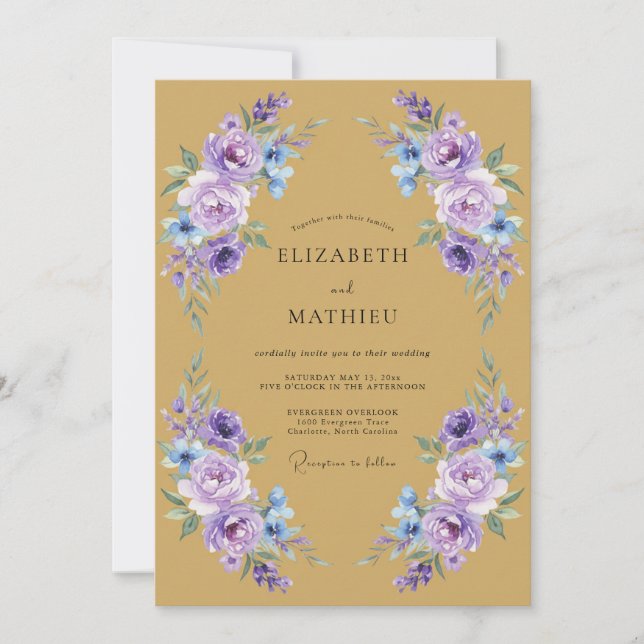 Convites Casamento Capricho Floral Lavanda (Frente)