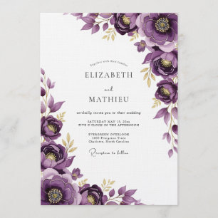 Convites Casamento Capricho Floral Roxo