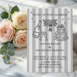 Convites Casamento Caprichos Desenhos Cinza e Branco