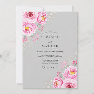 Convites Casamento Caprichoso com Flores Rosa