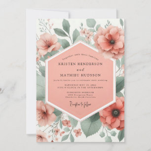 Convites Casamento Caprichoso Coral Bloom