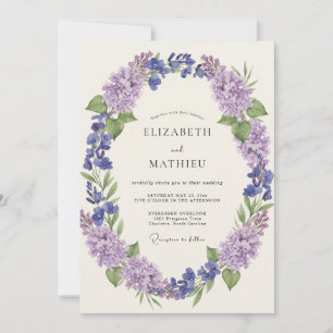 Convites Casamento Caprichoso de Flor de Lavanda Azul