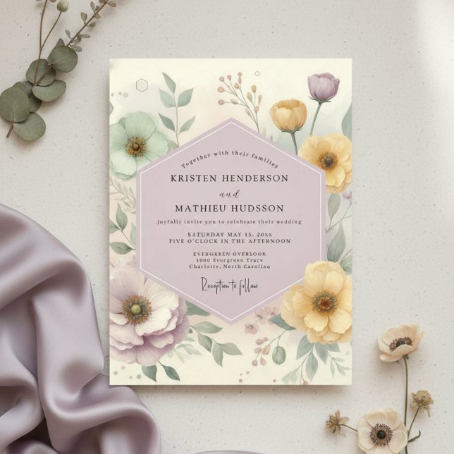 Convites Casamento Caprichoso de Flor de Lavanda Pálida (Criador carregado)