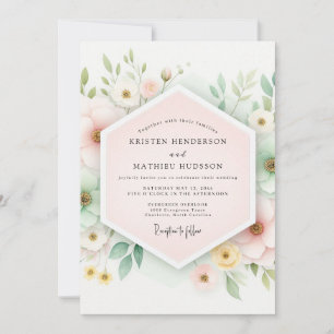 Convites Casamento Caprichoso de Floral Rosa Pálido