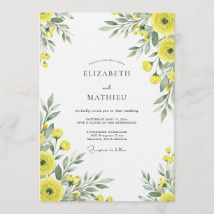 Convites Casamento Caprichoso de Flores Amarelas