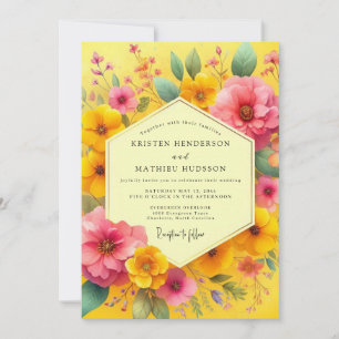 Convites Casamento Caprichoso de Flores Amarelas
