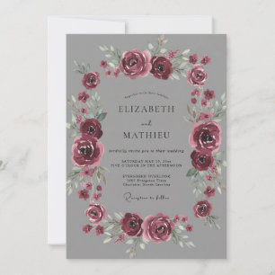 Convites Casamento Caprichoso de Flores Carmesim