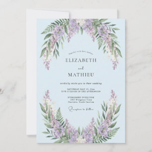 Convites Casamento Caprichoso de Gelo Azul com Wisteria