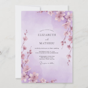 Convites Casamento Caprichoso de Lavanda e Sakura