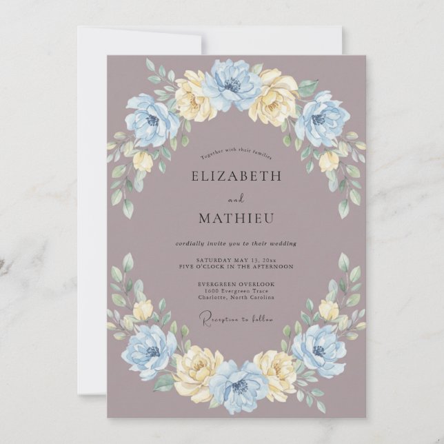 Convites Casamento Caprichoso de Malva na Primavera (Frente)