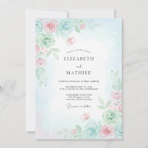 Convites Casamento Caprichoso de Primavera Azul Pálido
