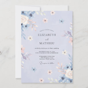 Convites Casamento Caprichoso de Primavera com Azul-Malhada