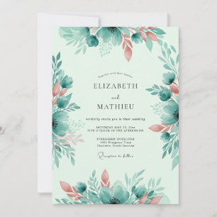 Convites Casamento Caprichoso de Verde-Menta na Primavera