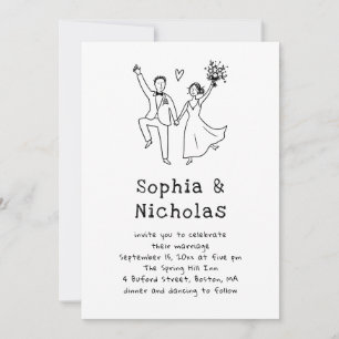 Convites Casamento Caprichoso e Excêntrico Desenho à Mão