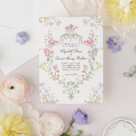 Convites Casamento Caprichoso Elegante com Brasão Floral Ro