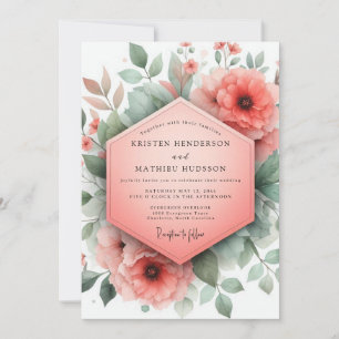 Convites Casamento Caprichoso Flor de Coral