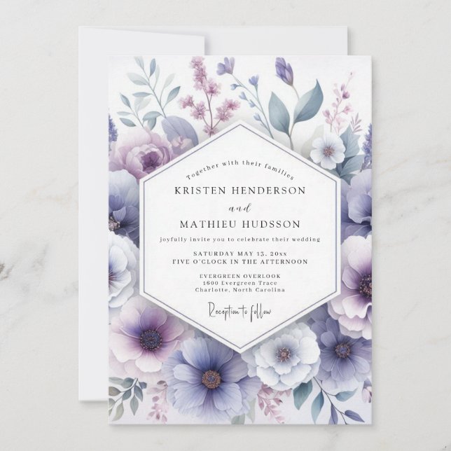 Convites Casamento Caprichoso Flor de Lavanda (Frente)