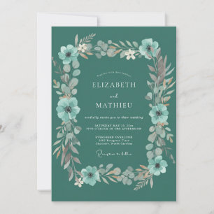 Convites Casamento Caprichoso Flor de Teal