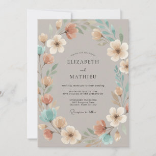 Convites Casamento Caprichoso Flor Taupe