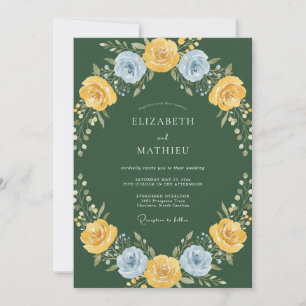 Convites Casamento Caprichoso Floral Amarelo Esmeralda