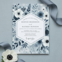 Casamento Caprichoso Floral Azul Ardósia