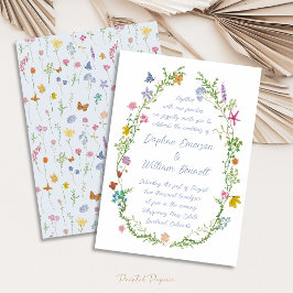 Convites Casamento Caprichoso Floral Doodle