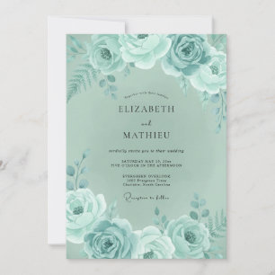 Convites Casamento Caprichoso Floral em Verde Limão
