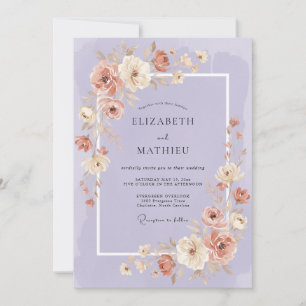 Convites Casamento Caprichoso Floral Malva