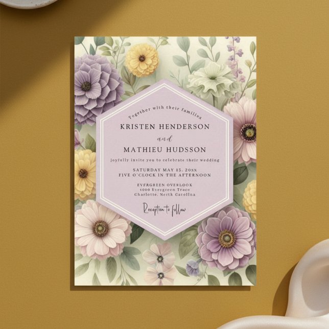 Convites Casamento Caprichoso Floral Rosa (Criador carregado)