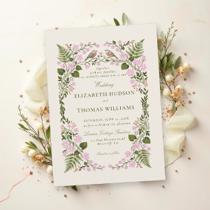 Convites Casamento Caprichoso Floral Verde Rosa Jardim
