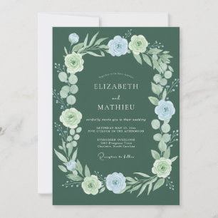 Convites Casamento Caprichoso Floral Verde Salvia