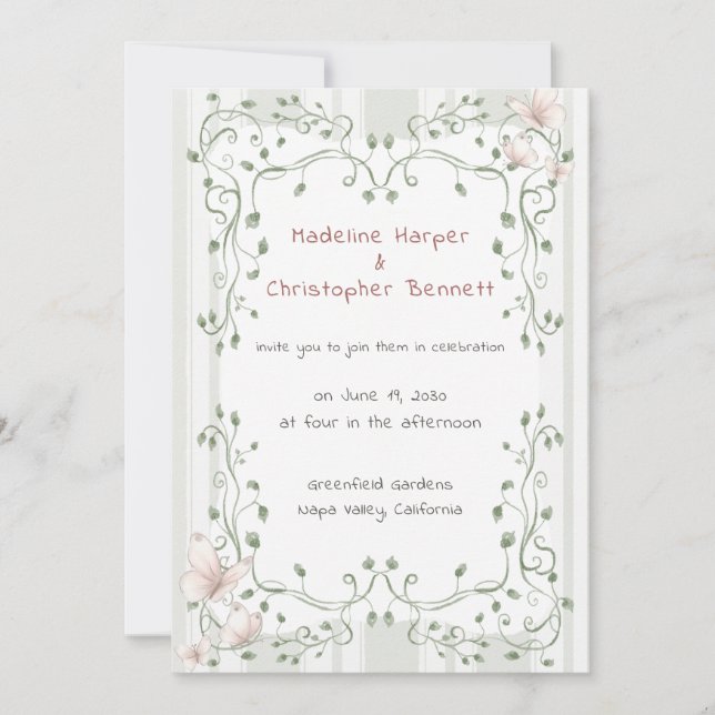 Convites Casamento Caprichoso Jardim de Ervas Salvia (Frente)