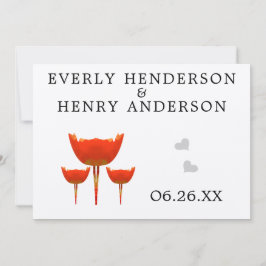 Convites Casamento Caprichoso Laranja Papoula Save the Date
