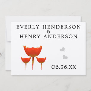 Convites Casamento Caprichoso Laranja Papoula Save the Date