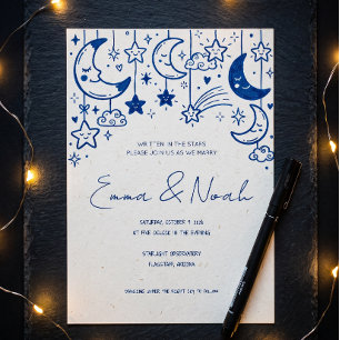 Convites Casamento Caprichoso Lua Celestial & Estrelas Dood