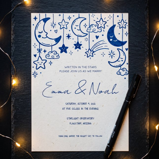 Convites Casamento Caprichoso Lua Celestial & Estrelas Dood (Criador carregado)