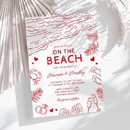Convites Casamento Caprichoso na Praia com Doodles