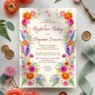 Convites Casamento Caprichoso no Jardim com Flores Silvestr
