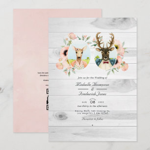Convites Casamento caprichoso rústico de cervos na floresta