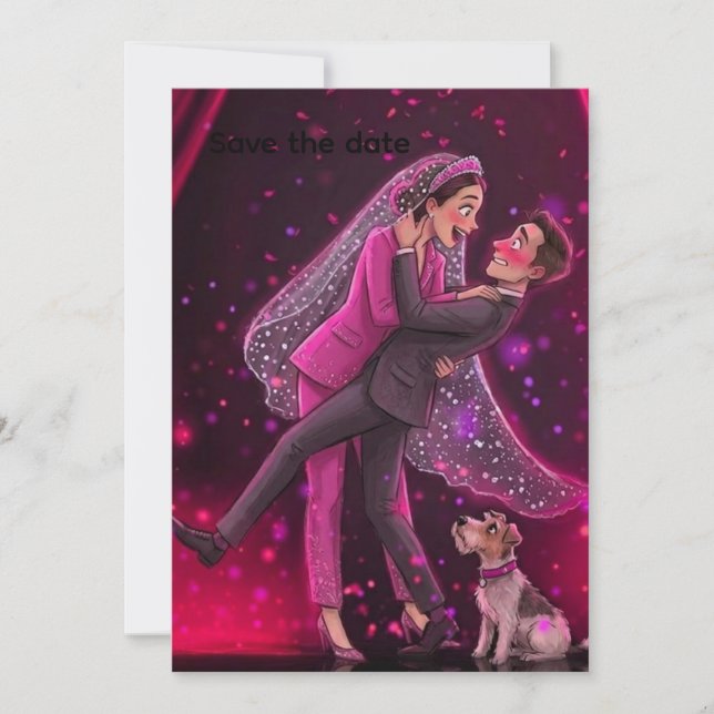Convites Casamento Caprichoso Salve o Dia com CuConvite (Frente)
