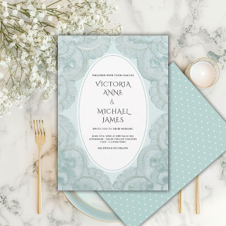 Convites Casamento Caprichoso Vintage Renda Verde