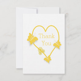 Convites Casamento Cardíaco com Borboleta Amarela Obrigado