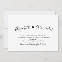 Convites Casamento Cardíaco com Script de Caligrafia Modern