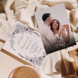 Convites Casamento Cardíaco do Monograma de Frame Floral El