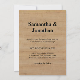 Convites Casamento Carvalho Clássico Grão de Madeira Clara