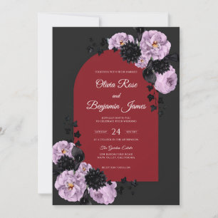 Convites Casamento Carvão Orquídea Carmesim