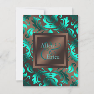 Convites Casamento Castanho-Teal Blue e Chocolate
