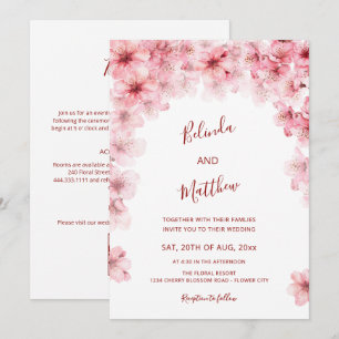 Convites Casamento Casual Arqueado Branco Flor de Cerejeira